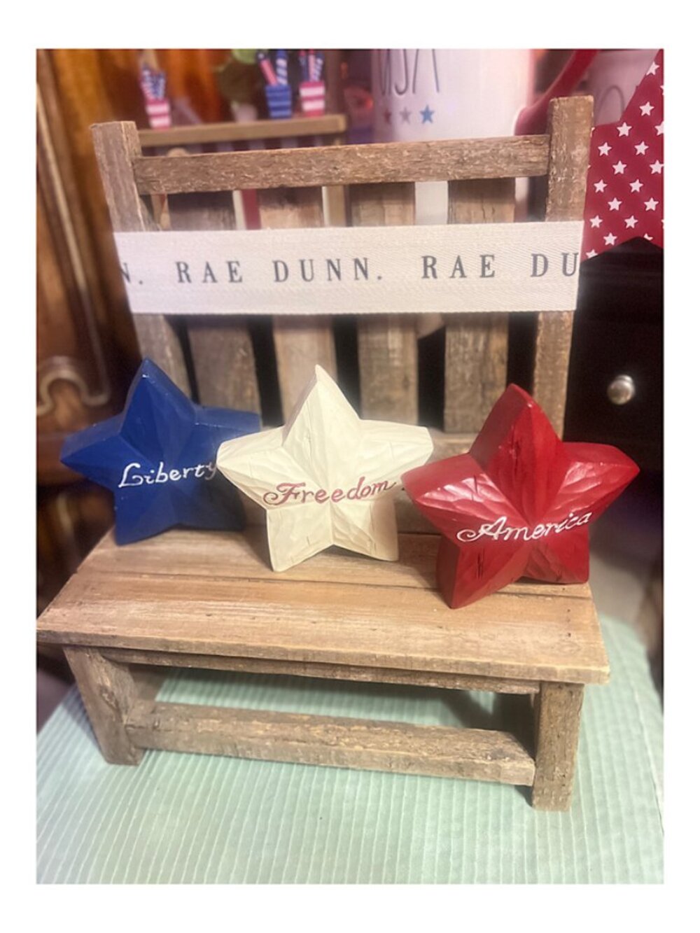 Set of 3 Hobby Lobby Patriotic Wood Stars - Red White Blue NWOT